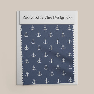 Jede Farbe   Navy und White Nautical Anchor Print Stoff