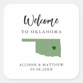 Jede Farbe Oklahoma Hochzeitungs-Begrüßungstasche Quadratischer Aufkleber