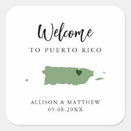 Jede Farbe Puerto Rico Wedding Willkommenstasche Quadratischer Aufkleber