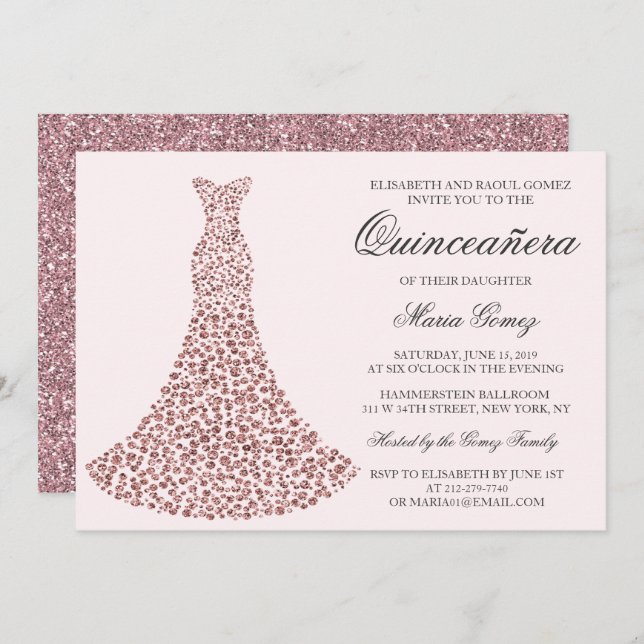 JEDE FARBE - Quinceanera Birthday Einladung (Vorne/Hinten)