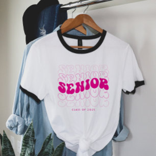 Jede Farbe   Retro Wavy Senior Abschluss T-Shirt