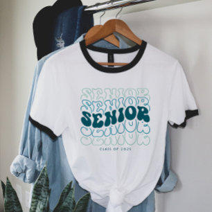 Jede Farbe Retro Wellige Abschlussklasse T-Shirt