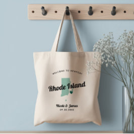 Jede Farbe Rhode Island Karte Hochzeitungs-Begrüßu Tragetasche