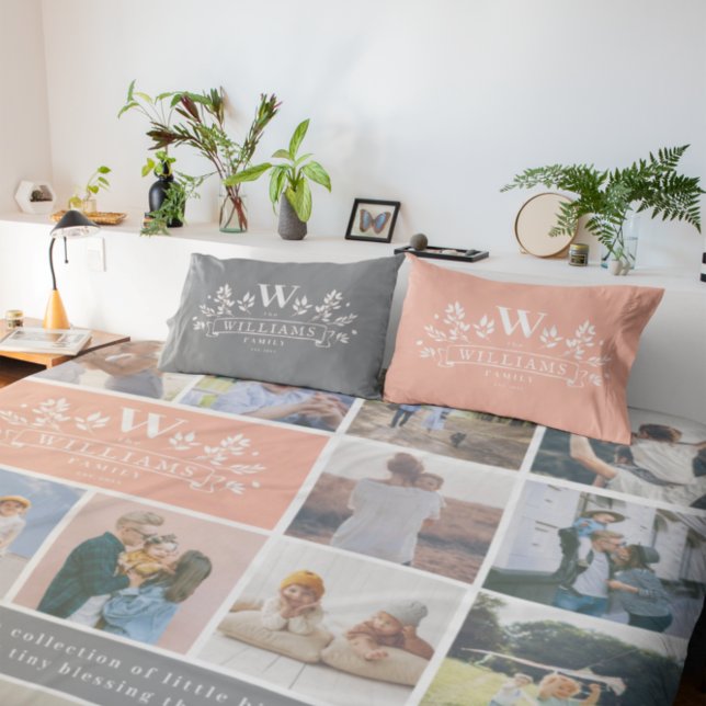 Jede Farbe | Rustikaler Familienname Monogram Kissenbezug (Von Creator hochgeladen)