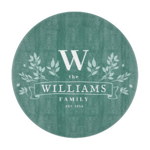 Jede Farbe   Rustikaler Familienname Monogram Schneidebrett