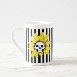 JEDE FARBE! STRIPE Skull Sonnenblumen Tea Cup Prozellantasse