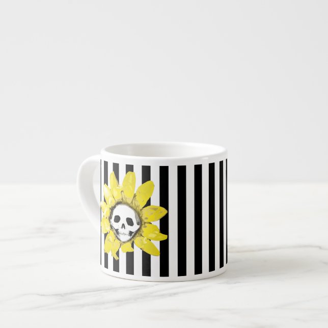 JEDE FARBE! STRIPE Skull Sonnenblumen Tiny Tee Cup Espressotasse (Vorderseite Links)
