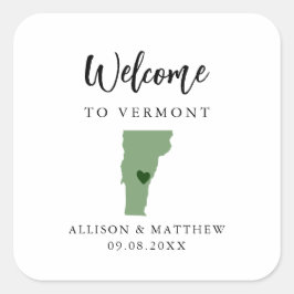 Jede Farbe Vermont Hochzeitungs-Begrüßungstasche Quadratischer Aufkleber