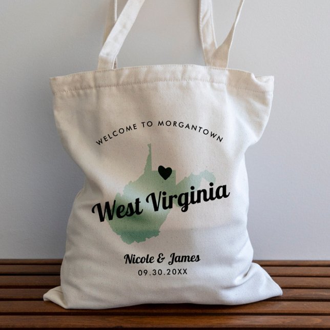 Jede Farbe West Virginia Karte Hochzeitungs-Begrüß Tragetasche (Von Creator hochgeladen)