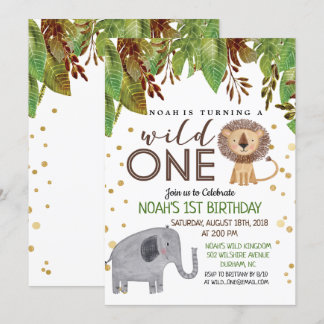 JEDE FARBE - Wilder 1. Geburtstag Einladungsjunge Einladung