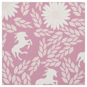 Jede Farbe wird als Rosa Elfenbein Einhorn Blumen Stoff