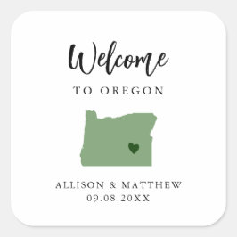 Jede farbige Oregon Hochzeitungs-Begrüßungstasche Quadratischer Aufkleber