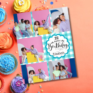 Jede Frau Aquamarin 7 Fotocollage Geburtstag Karte