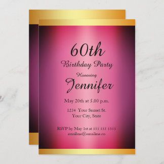 Jede Geburtstagspartei rosa Gold Einladung