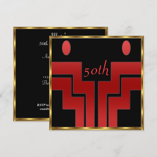 Jede Geburtstagsparty Black Einladung (Vorne/Hinten)