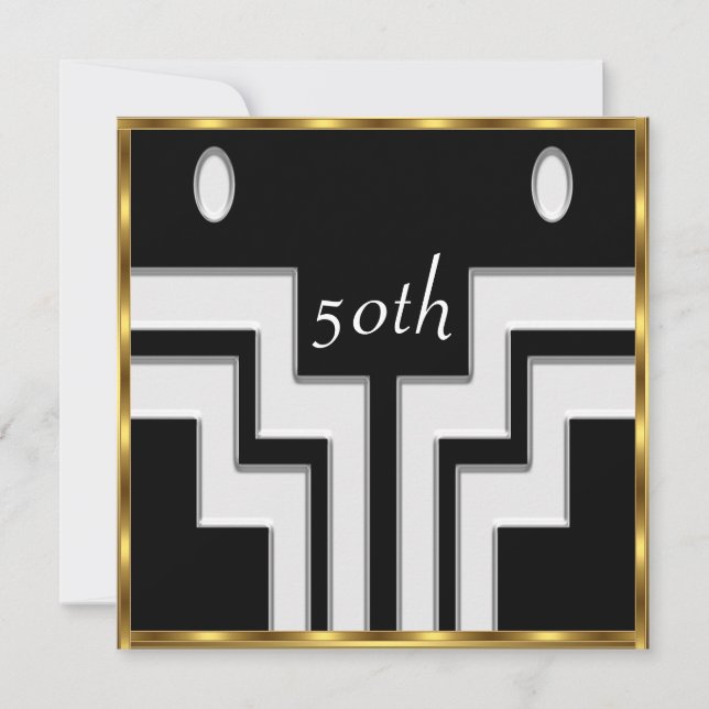 Jede Geburtstagsparty White Black Einladung (Vorderseite)