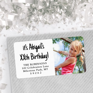 Jede Geburtstagszeit Einfaches Lässiges Foto Rücks Adressaufkleber