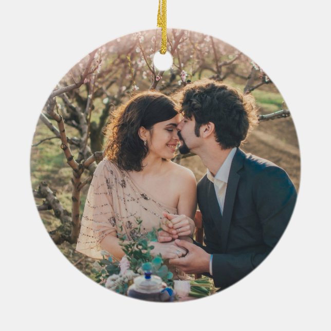 Jede Liebe Geschichte ist eine schöne Typografie Keramik Ornament (Hinten)