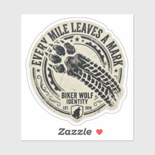 Jede Meile hinterlässt eine Spur Wolfspfote Reifen Aufkleber