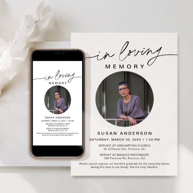 JEDE Minimalistische Beerdigung Ankündigung (Von Creator hochgeladen)