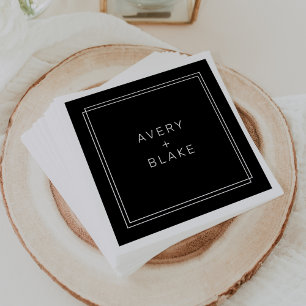 JEDE moderne Black Double Border-Hochzeit Serviette