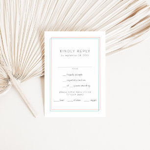 JEDE moderne Korallenhochzeit und Aquamarine Grenz RSVP Karte