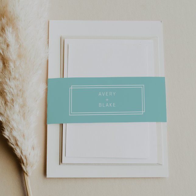 JEDE moderne Minimalistisch-Minze-Grünrahmen-Hochz Einladungsbanderole (AVERY Modern Minimalist Mint Green Frame Wedding Invitation Belly Band)