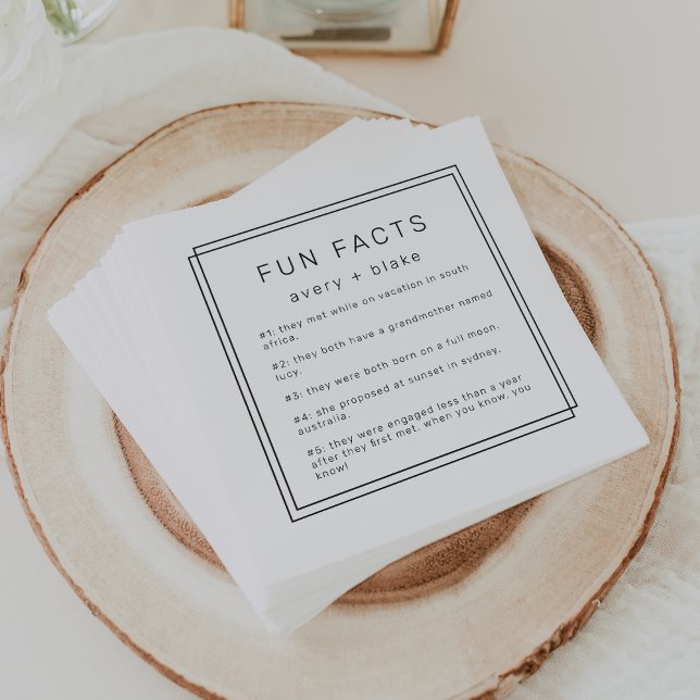 JEDE moderne Minimalistische Fun-Fakte Serviette (AVERY Modern Minimalist Fun Fact Wedding Napkins)