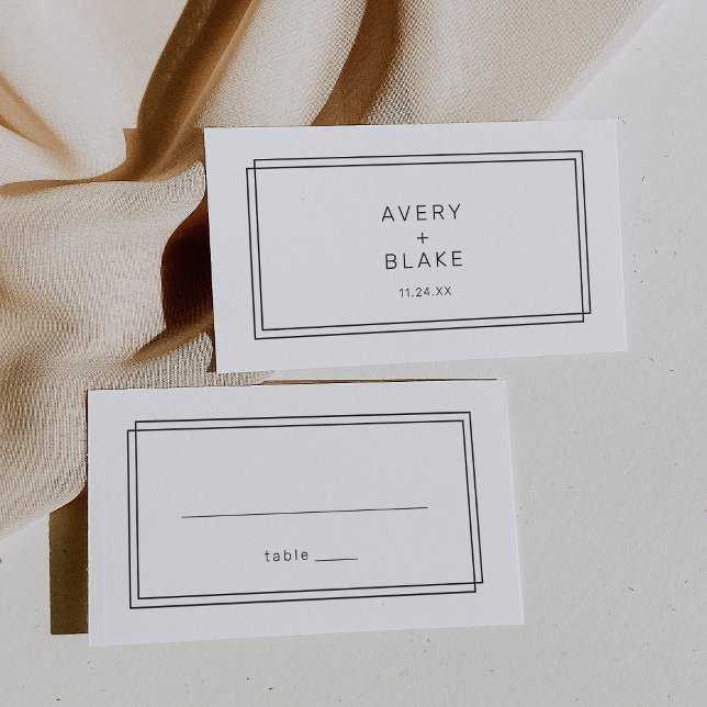 JEDE moderne Schwarz-Weiß-Hochzeit-Platzkarte Platzkarte (AVERY Modern Black and White Wedding Place Card)