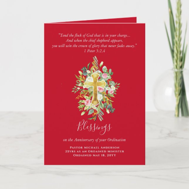 JEDE ORDINATION JAHRESTAG PriesterPastor Minister Karte (Vorderseite)