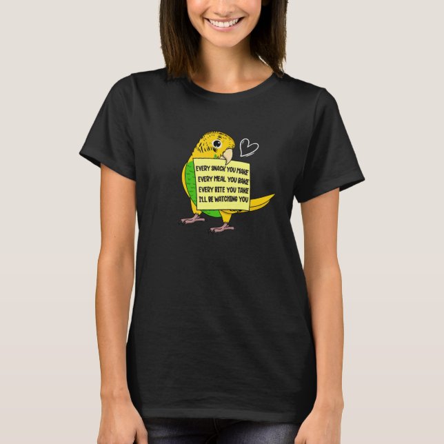 Jede Snack-Mahlzeit oder Beifall I Yellow Budgie B T-Shirt (Vorderseite)