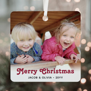 Jede Text 2 Foto Red Retro Typografie Einfach Ornament Aus Metall