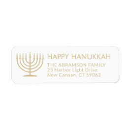 Jede Text Menorah Gold Hanukkah Rücksendeadresse