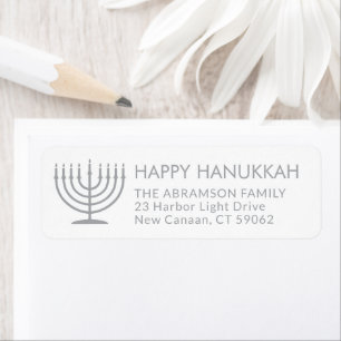 Jede Text Menorah White Hanukkah Rücksendeadresse