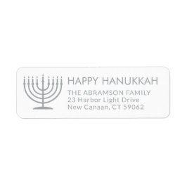 Jede Text Menorah White Hanukkah Rücksendeadresse