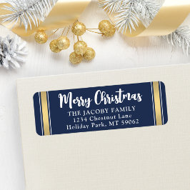 Jede Text Navy Blue & Gold Weihnachtszeit Rücksend