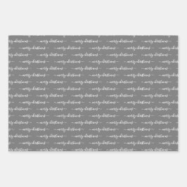 Jede Text Typografie Moderne Grau frohe Weihnachte Geschenkpapier Set