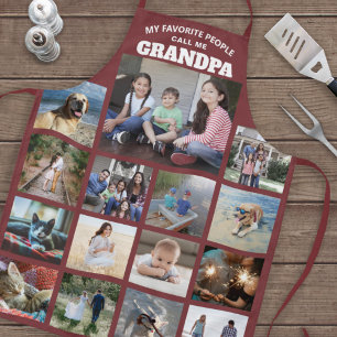 Jede Textfamilie Foto Collage Opa Burgundy Red Schürze