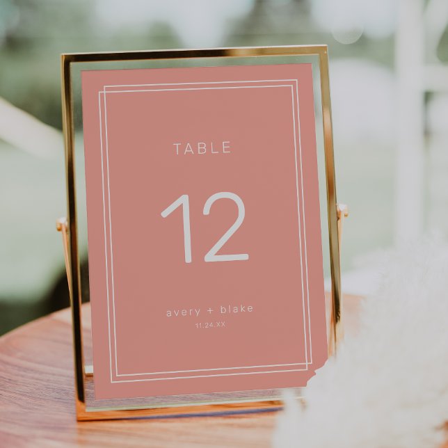 JEDE Tischnummer mit minimalem Blush Peach Wedding (AVERY Minimal Blush Peach Wedding Table Numbers)