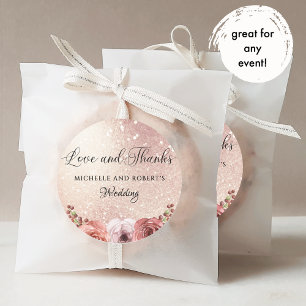 Jede Veranstaltung, Liebe und Danke, Rose Gold Blu Quadratischer Aufkleber