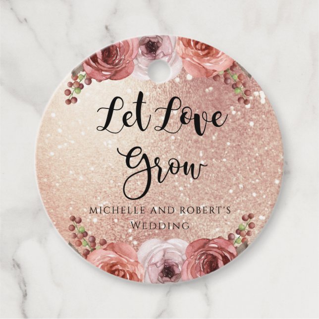 Jede Veranstaltung Rose Gold Blush Bloral gelassen Geschenkanhänger (Vorderseite)