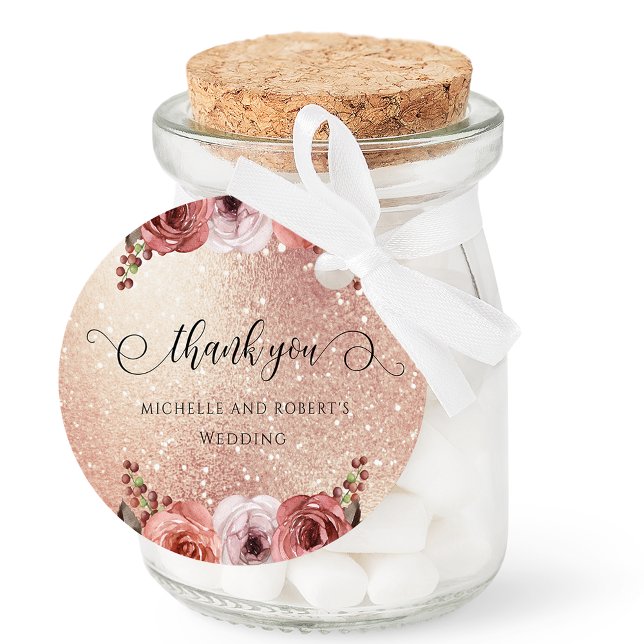 Jede Veranstaltung, Rose Gold Blush Blumendanke Geschenkanhänger (Von Creator hochgeladen)