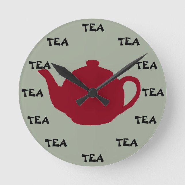 JEDE ZEIT ist Tea Time! Runde Wanduhr (Vorderseite)