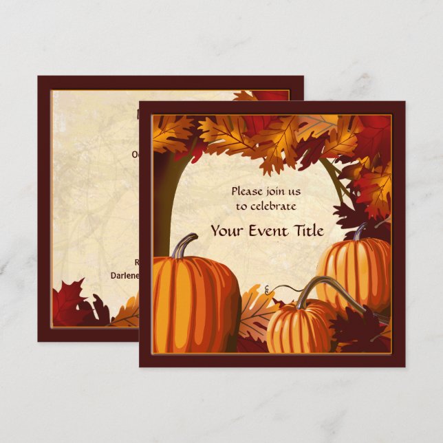 Jedem Anlass für den Farbpumpen für Herbst Einladung (Vorne/Hinten)