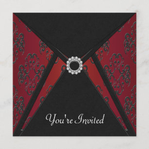 Jeden Anlaß Black Damask Red Invasion Template Einladung