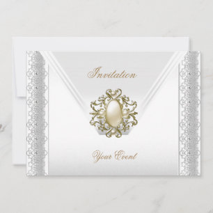 Jeden Anlaß Elegant Silk White Pearl Jewel Einladung