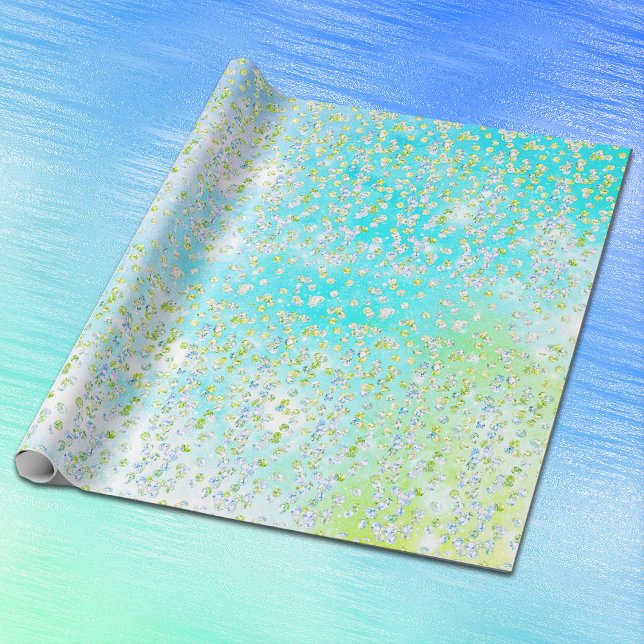 Jeden Anlaß Green Aqua Blue Luxury Sequin Sparkle Geschenkpapier (Von Creator hochgeladen)
