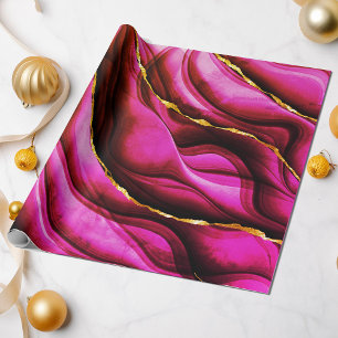 Jeden Anlaß Hot Pink Marble Gold Glitzer Geschenk Geschenkpapier
