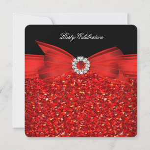 Jeden Anlaß Luxury Glitzer Red Bow Black Party Einladung