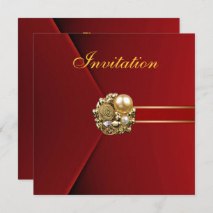 Jeden Anlaß Rich Red Velvet Gold Image Einladung